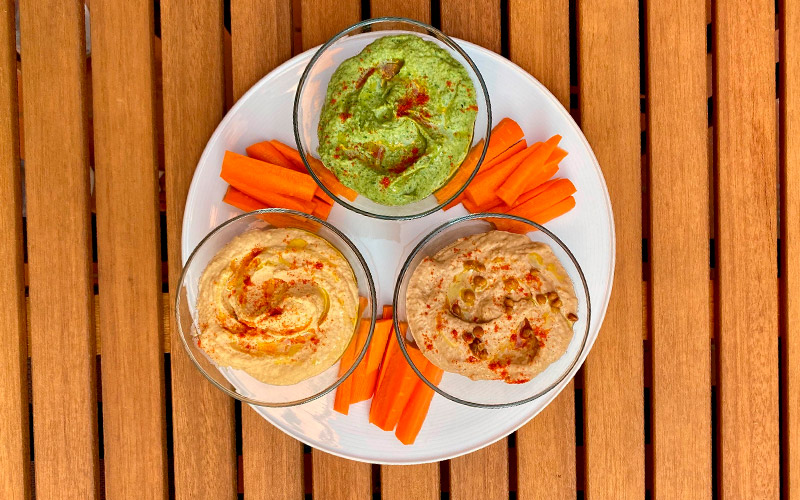 Lee más sobre el artículo Hummus de garbanzos, verde y de lentejas